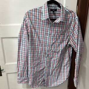 Banana Republic Factory Red and Blue Plaid Button Down Shirt